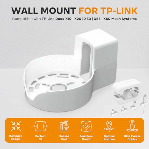 Bangcheer 壁マウント Deco X10 X15 X20 X50 X55 X60 WiFi 6ルーターブラケット シリコンケーブルオーガナイザー付き 頑丈な省スペースメッシュシステムホルダー、ホワイト、3パック