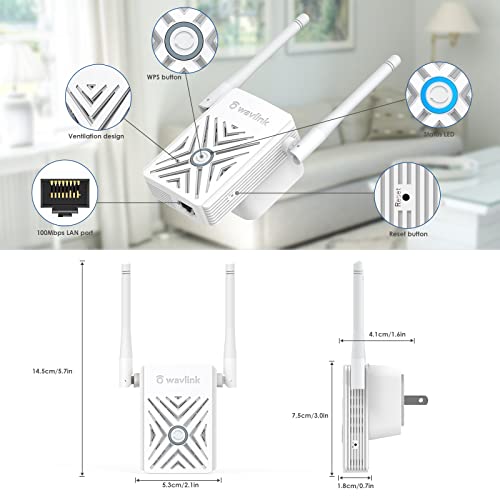 WAVLINK 無線LAN 中継機 300Mbps WIFI 無線LAN中継器/アクセス ポイント/ワイヤレス ルータ/リピーター/AP wifi ブースター信号増幅器 11n/g/b 300Mbps エアステーション 外部アンテナ付き コンセント直挿型